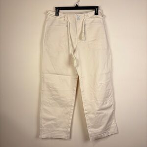 Sundance Cream Wide Leg Pants Rope Waist Tie Loose Fit Boho Casual